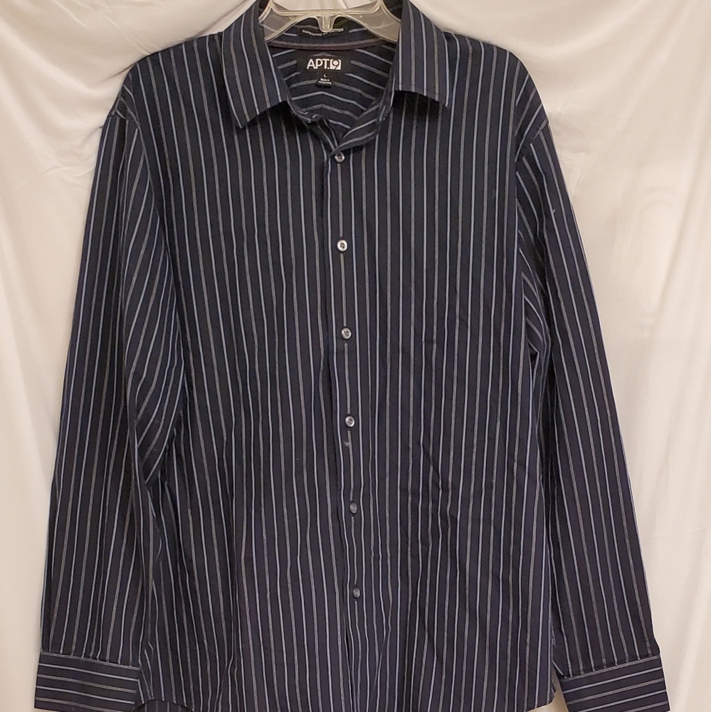 Mens Blue Striped Apt. 9 Button-Down Long Sleeve Shirt
